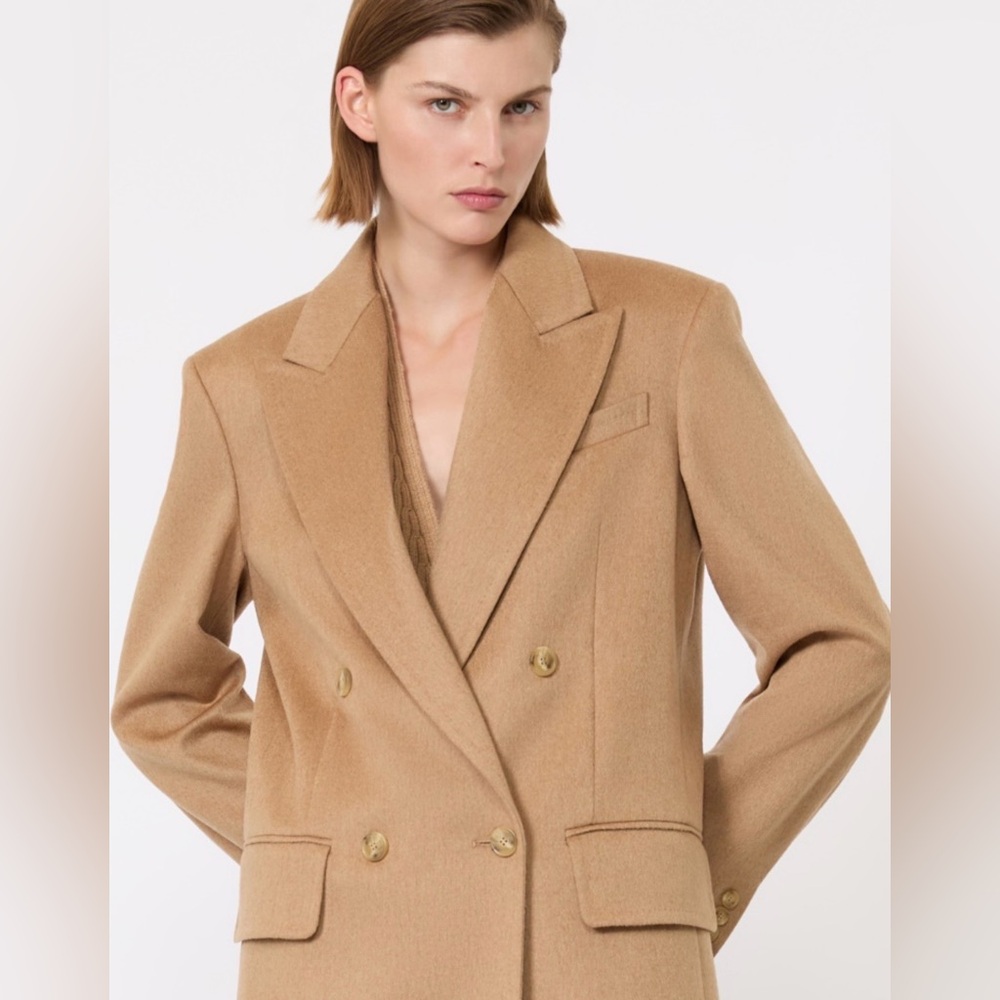 Vintage Talbots Double-breasted Menswear Style Camel Womens Boxy Blazer size 8